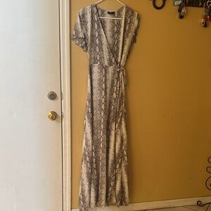 Vici Snake Print Maxi Dress - Black and Cream